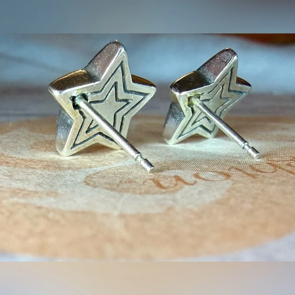 Brighton Silver Star Stud Earrings with Clear Crystals - Picture 3 of 3